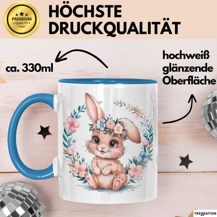 Kaninchen Hase Tierliebhaber Tasse Geschenk Lustige Geschenkidee Spruch Blau Trendation