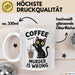 Kaffee Tasse Geschenk Coffee Because Murder Is Wrong Geschenkidee Katze Weiß Trendation