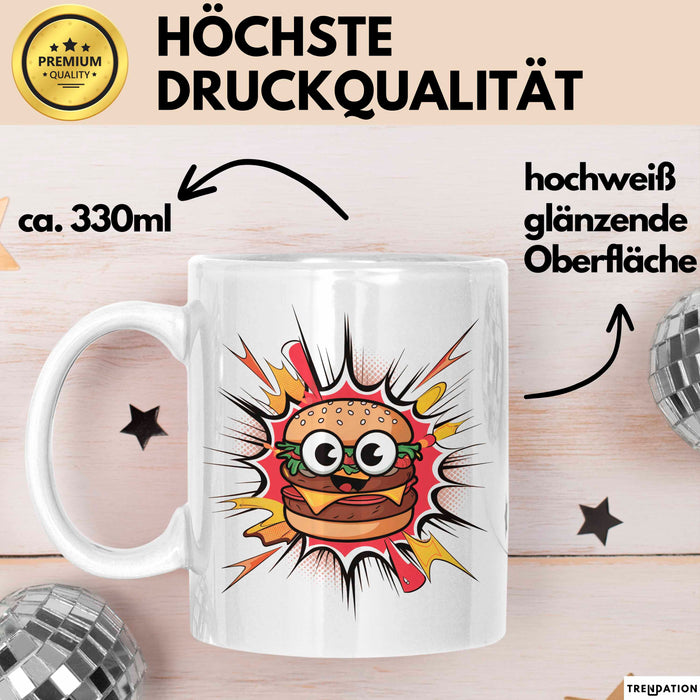 Burger Fan Tasse Geschenk Lustige Geschenkidee Spruch Für Fast Food Fans Weiß Trendation