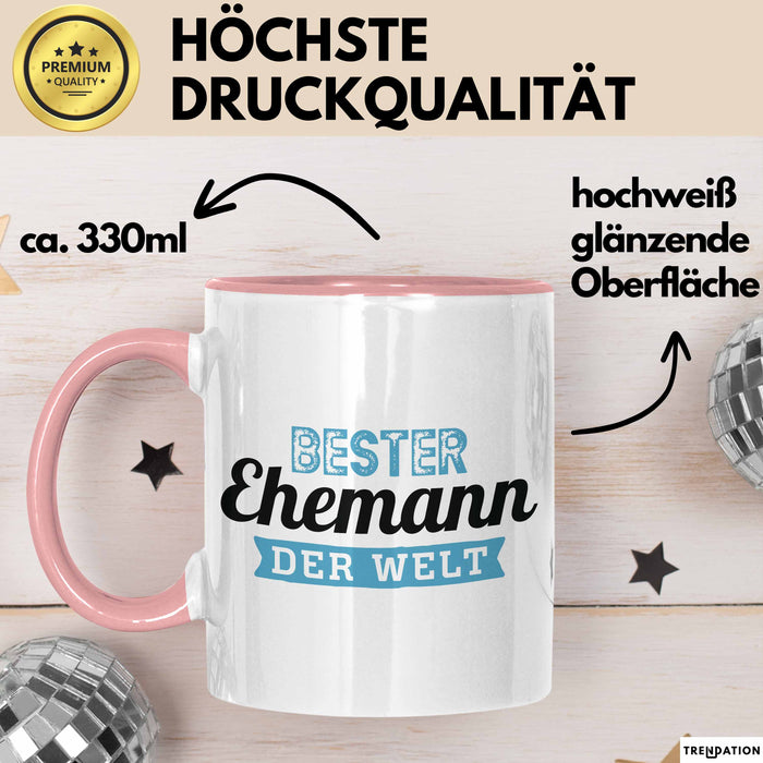 Bester Ehemann Der Welt Tasse Geschenk Becher Jahrestag Rosa Trendation