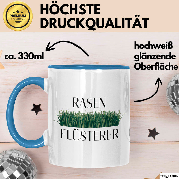 Garten Pflanzen Gärtner Tasse Geschenk Lustige Geschenkidee Spruch Rasenflüsterer Blau Trendation