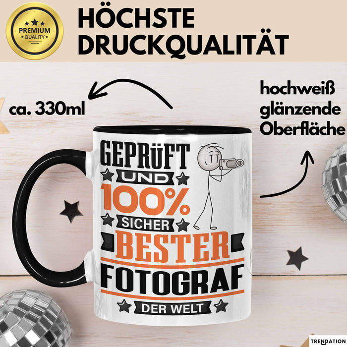 Fotograf Geschenk Lustiger Spruch für Fotograf Geschenkidee Bester Fotograf Der Welt Schwarz Trendation