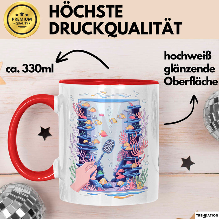 Aquarianer Tasse Geschenk Lustige Geschenkidee Spruch Für Fisch Halter Rot Trendation