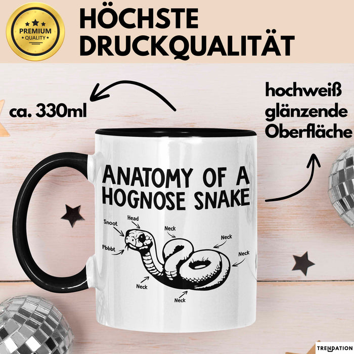 Reptil Schlange Tier Tasse Geschenk Lustige Geschenkidee Spruch Anatomie Einer Hakennasennatter Schwarz Trendation