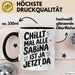 Sabina Tasse Geschenk Chillt Mal Alle Sabina Ist Ja Jetzt Da Geschenkidee Becher mit Name Schwarz Trendation