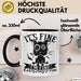 Lustige Tasse Geschenk It's Fine I'm Fine Everything Is Fine Kaffee-Becher Geschenkidee Frauen Sarkasmus Humor Schwarz Trendation