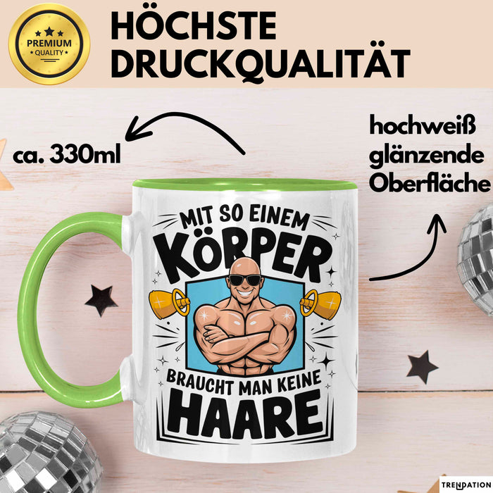 Glatzkopf Männer Tasse Geschenkidee Du Brauchst Keine Haare Grün Trendation