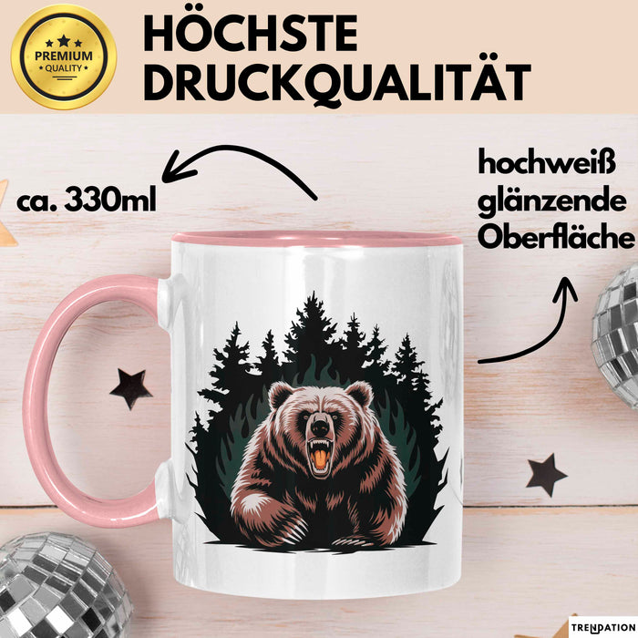 Bärenliebhaber Tasse Geschenkidee für Naturliebhaber Rosa Trendation
