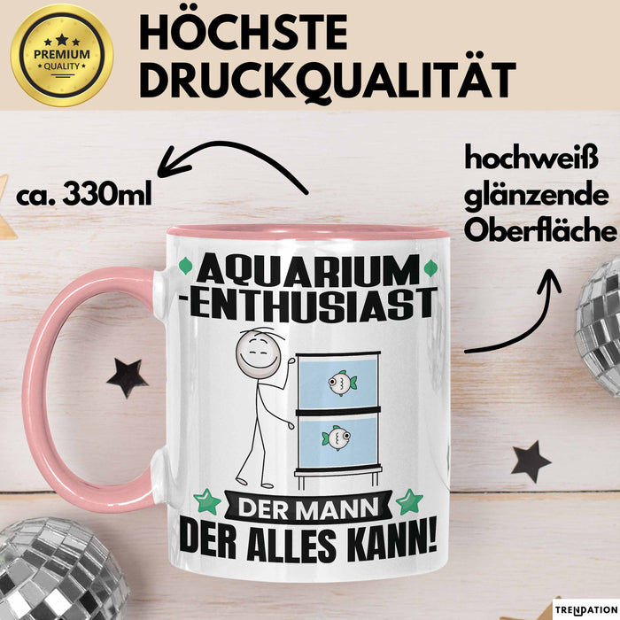 Aquarium-Enthusiast Tasse Geschenk für Aquarium-Enthusiast Der Mann Der Alles Kann Geschenkidee zum Geburtstag Rosa Trendation