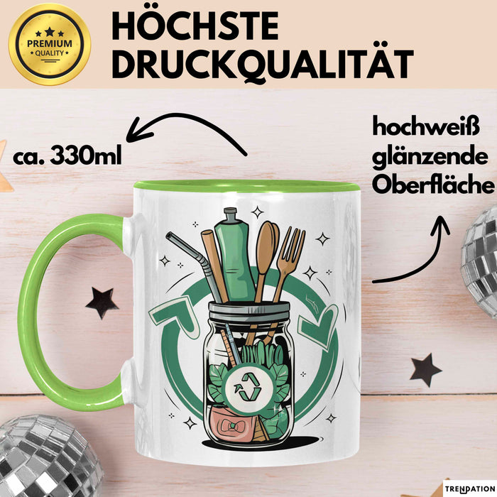 Zero Waste Befürworter Tasse Geschenk Lustige Geschenkidee Spruch Für Müllfrei Fans Grün Trendation