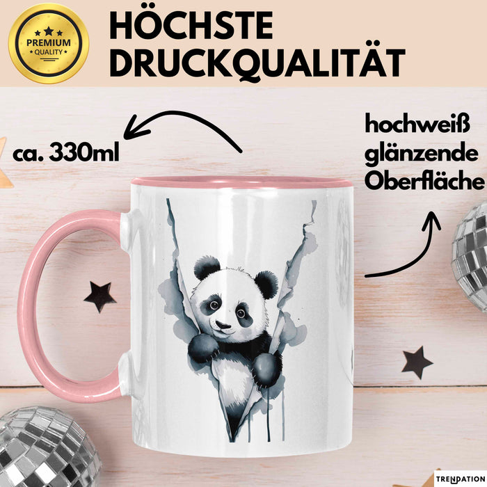 Panda Tierliebhaber Tasse Geschenk Lustige Geschenkidee Spruch Rosa Trendation