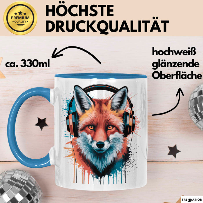 Fuchs Tierliebhaber Tasse Geschenk Lustige Geschenkidee Spruch Blau Trendation