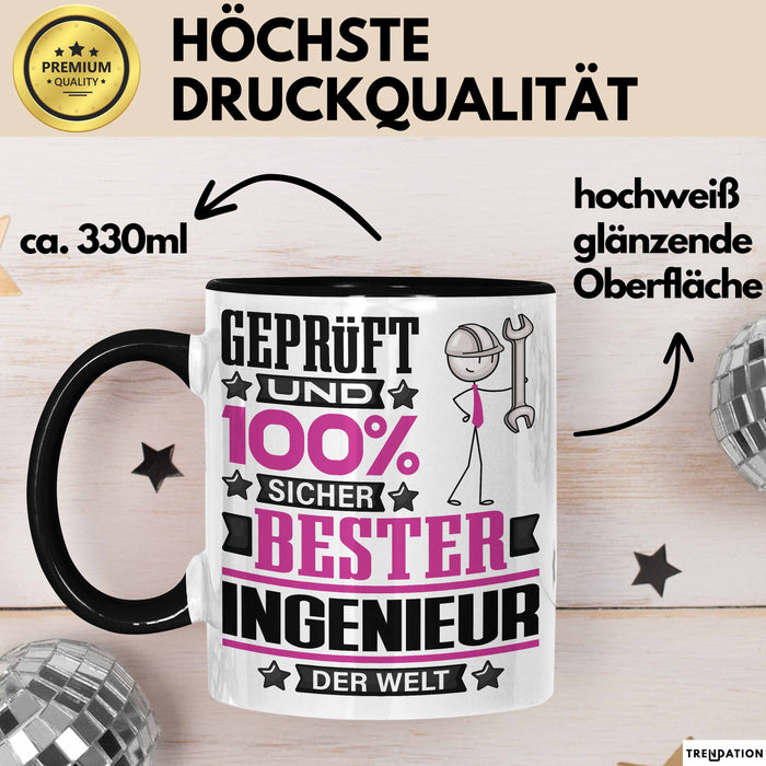 Ingenieur Geschenk Lustiger Spruch für Ingenieur Geschenkidee Bester Ingenieur Der Welt Schwarz Trendation