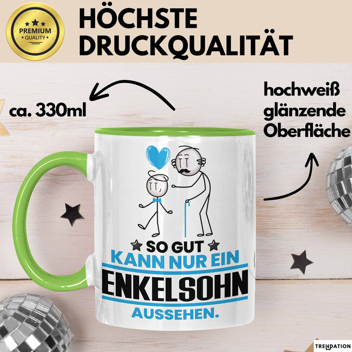 Enkelsohn Geschenk Tasse So Gut Kann Nur Ein Enkelsohn Aussehen Geschenkidee Kaffee-Becher Grün Trendation
