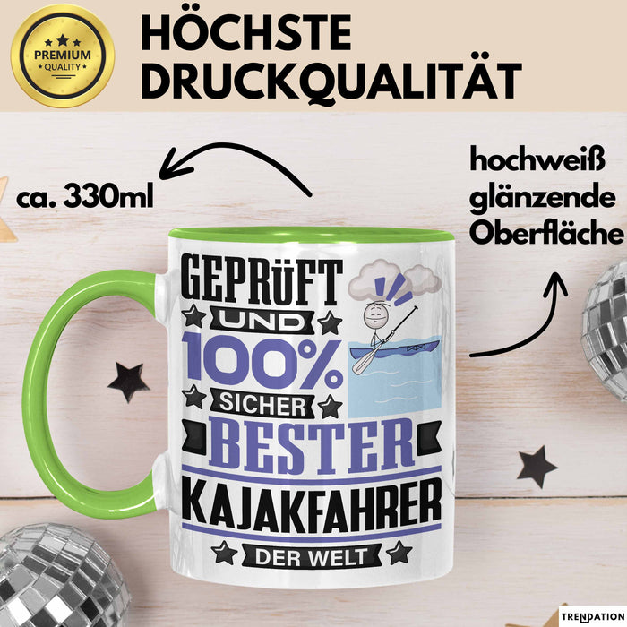 Kajakfahrer Geschenk Lustiger Spruch für Kajakfahrer Geschenkidee Bester Kajakfahrer Der Welt Grün Trendation