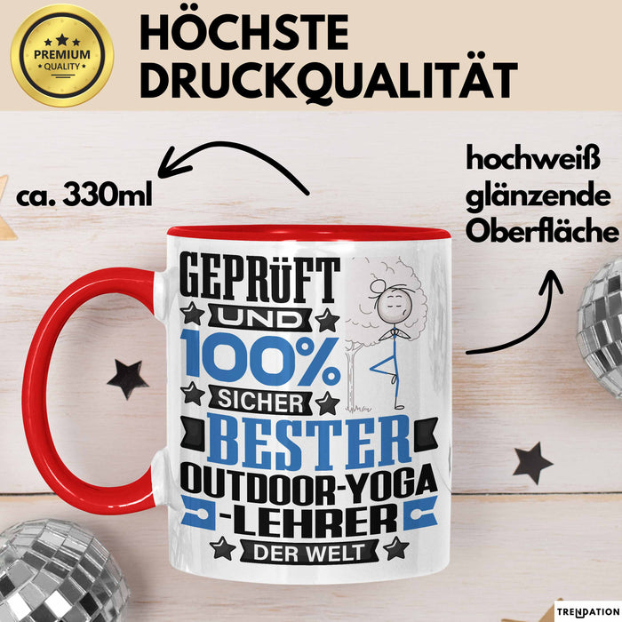 Outdoor-Yoga-Lehrer Geschenk Lustiger Spruch für Outdoor-Yoga-Lehrer Geschenkidee Bester Outdoor-Yoga-Lehrer Der Welt Rot Trendation