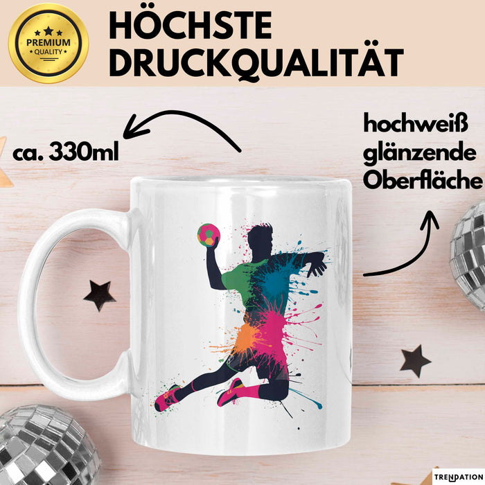 Handballspieler Tasse Geschenk Lustige Geschenkidee Spruch Weiß Trendation