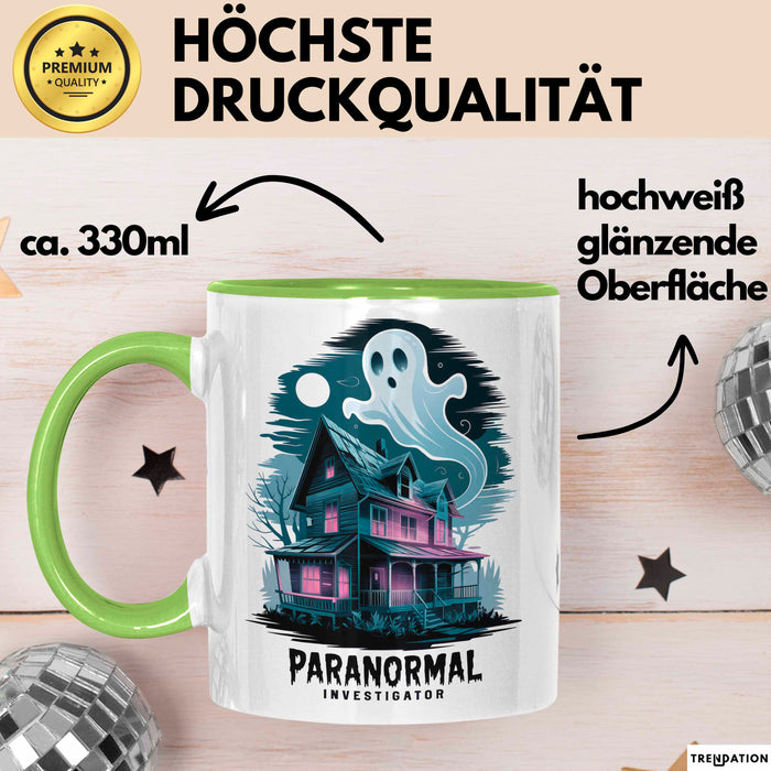 Paranormaler Ermittler Tasse Geschenkidee für Grün Trendation