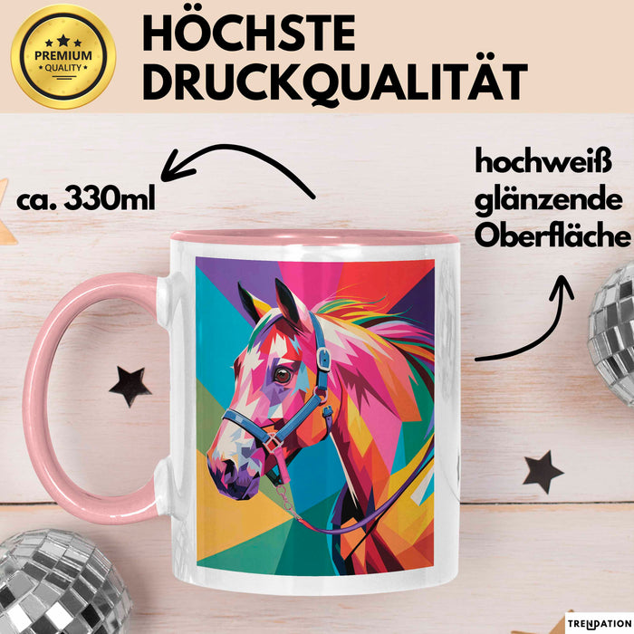 Pferde Tierliebhaber Tasse Geschenk Lustige Geschenkidee Spruch Rosa Trendation