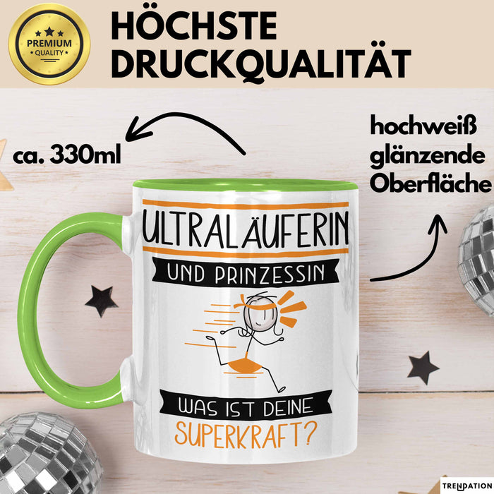 Ultraläuferin Und Prinzessin Tasse Geschenk Für Eine Ultraläuferin Geburtstag Was Ist Deine Superkraft Grün Trendation