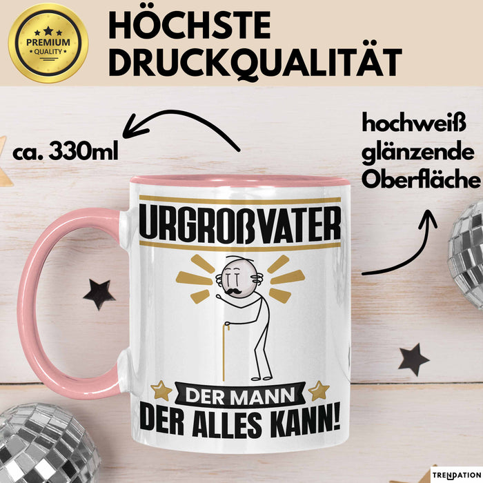 Urgroßvater Tasse Geschenk für Urgroßvater Der Mann Der Alles Kann Geschenkidee zum Geburtstag Rosa Trendation