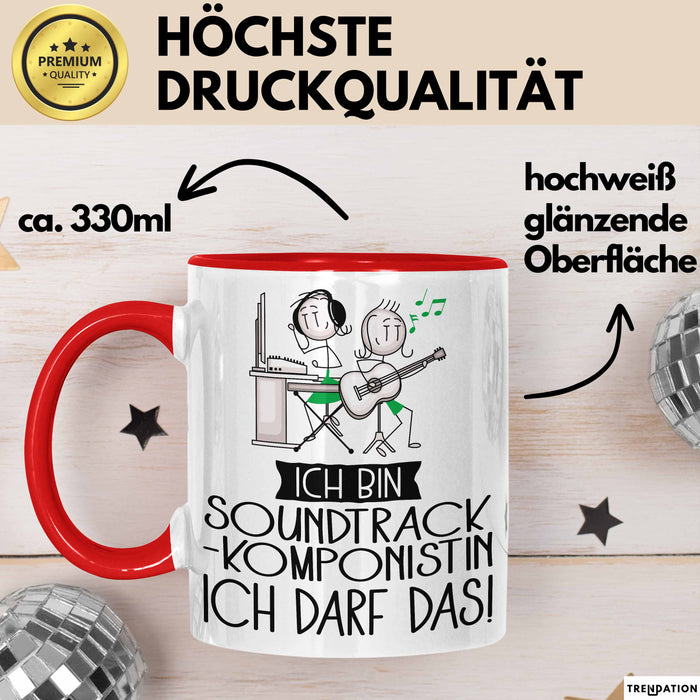 Geschenk für Soundtrack-Komponistin Tasse Lustige Geschenkidee Geburtstag Ich Bin Soundtrack-Komponistin Ich Darf Das Rot Trendation