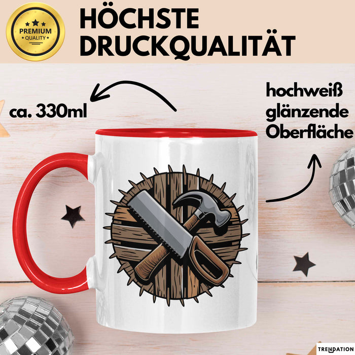 Zimmerer Tasse Geschenkidee Holzverarbeitung Experte Geschenkidee Lustig Rot Trendation