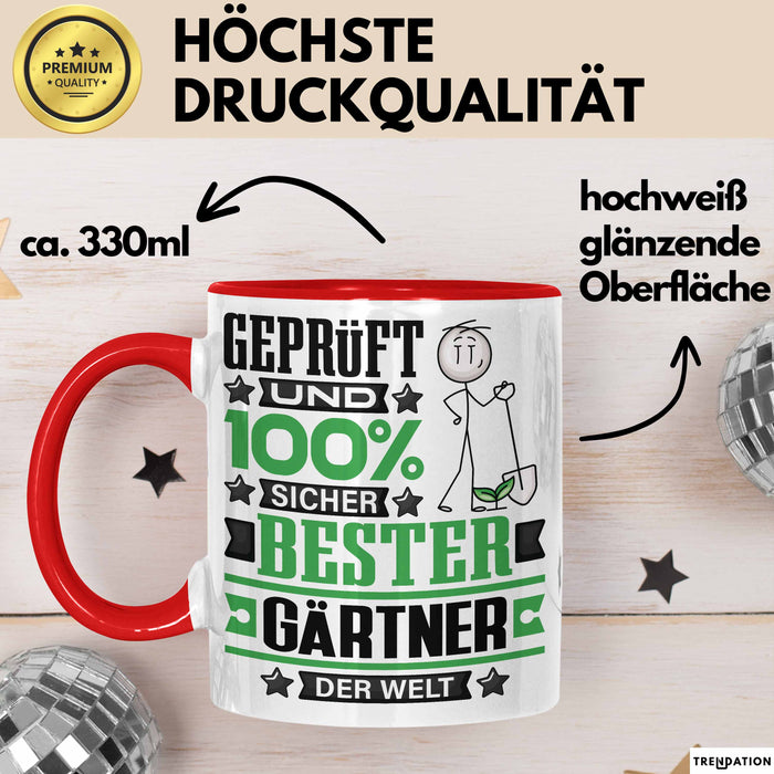 Gärtner Geschenk Lustiger Spruch für Gärtner Geschenkidee Bester Gärtner Der Welt Rot Trendation