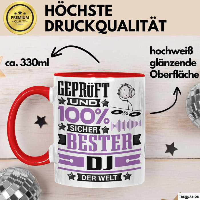 DJ Geschenk Lustiger Spruch für DJ Geschenkidee Bester DJ Der Welt Rot Trendation
