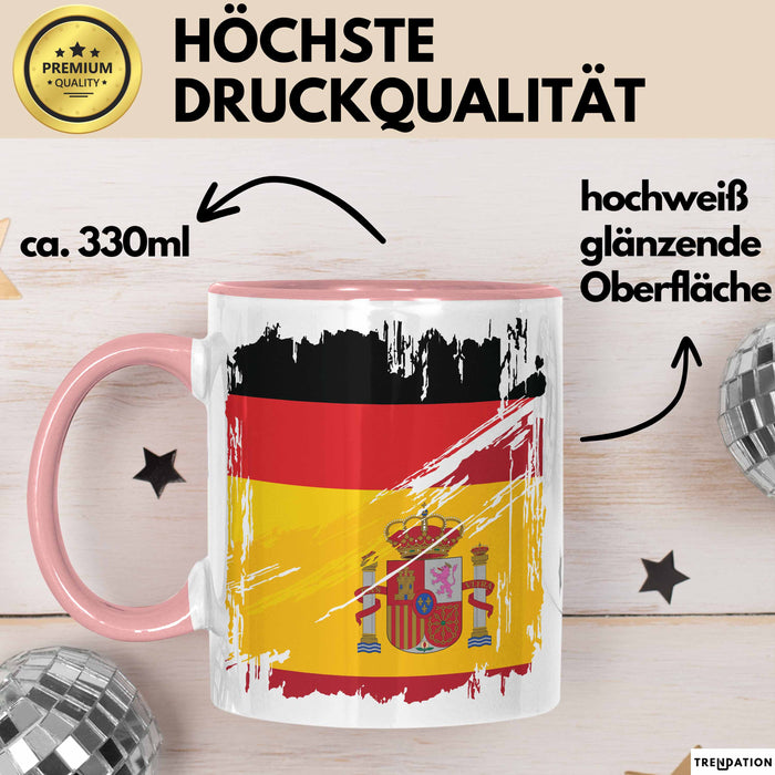 Deutsch Spanier Tasse Geschenk Lustiger Becher Geschenkidee Spanien Kaffee-Becher Rosa Trendation