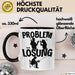Angler Tasse Geschenk für Fischer Angler Männer Geschenkidee Problem und Lösung Angeln Spruch Schwarz Trendation