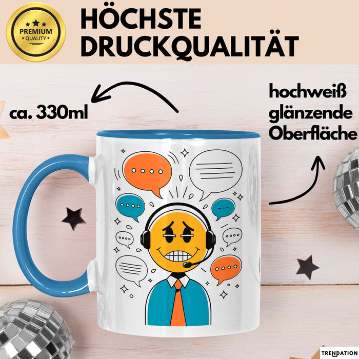 Call Center Mitarbeiter Tasse Geschenk Lustige Geschenkidee Spruch Für Kundenservice Helden Blau Trendation