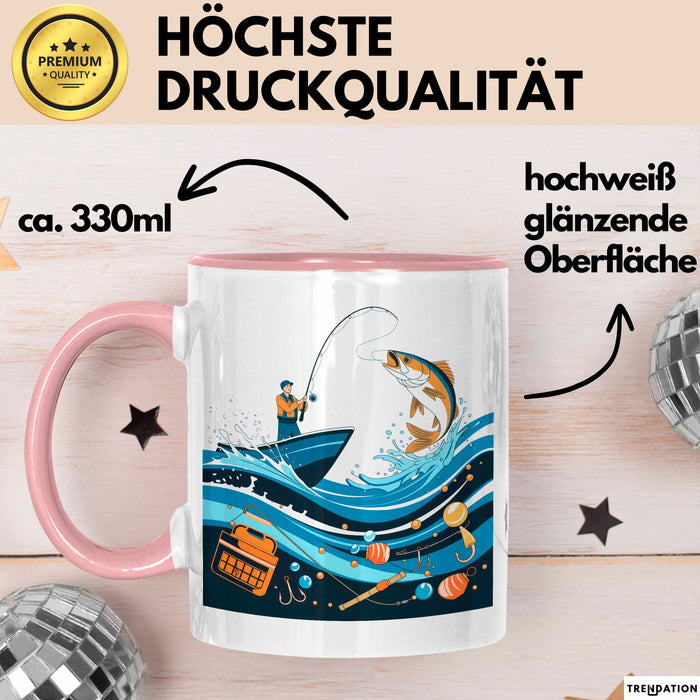 Angler Tasse Geschenk Lustige Geschenkidee Spruch Für Angel Liebhaber Rosa Trendation