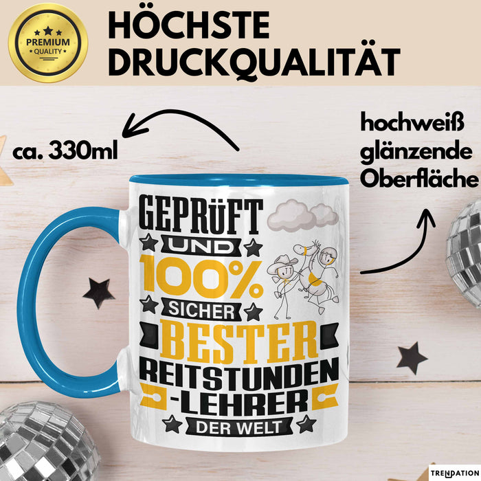 Reitstundenlehrer Geschenk Lustiger Spruch für Reitstundenlehrer Geschenkidee Bester Reitstundenlehrer Der Welt Blau Trendation