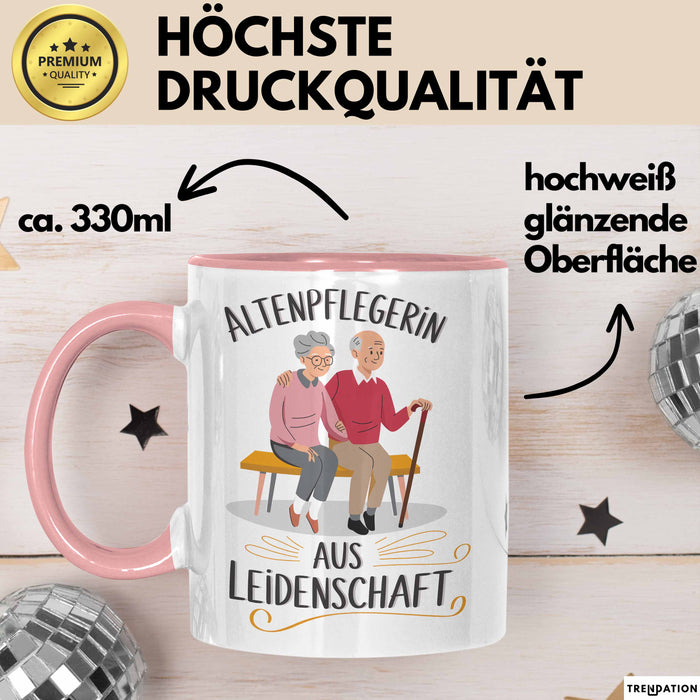 Krankenschwester Pflege Betreuung Tasse Geschenk Lustige Geschenkidee Spruch Altenpflegerin Aus Leidenschaft Rosa Trendation