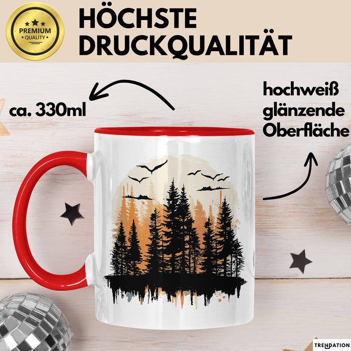 Wald Tasse Geschenk Wandern Geschenkidee Wanderlustige Rot Trendation