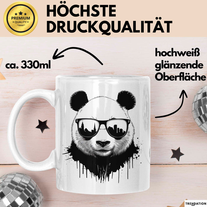 Panda Mit Sonnenbrille Tasse Geschenk Lustige Geschenkidee Spruch Weiß Trendation