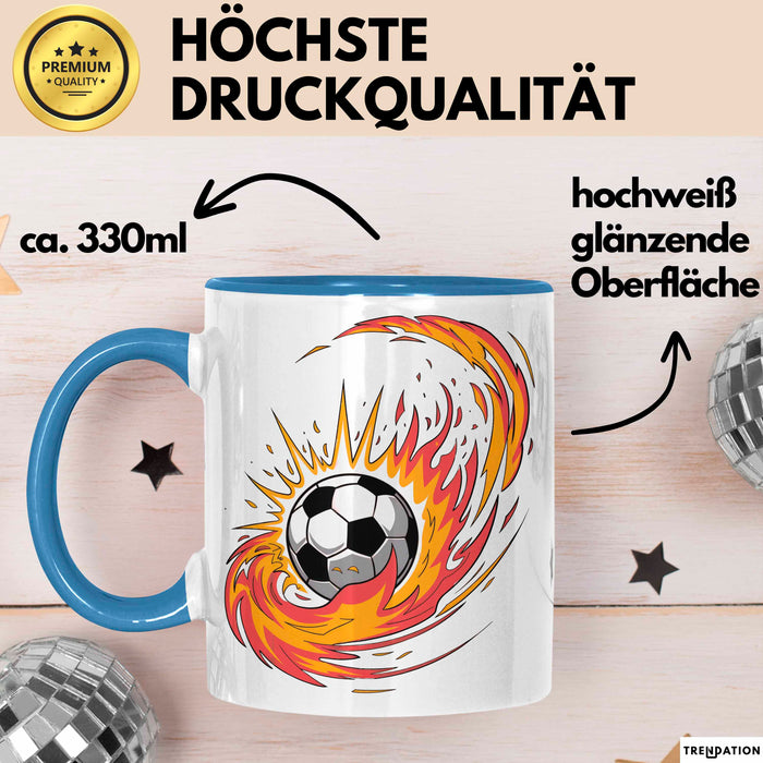 Fußballfan Tasse Geschenkidee für Fußballliebhaber Blau Trendation