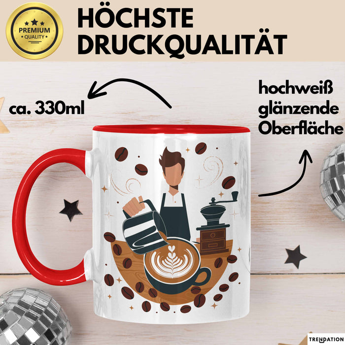 Barista Tasse Geschenk Lustige Geschenkidee Spruch Für Kaffee Liebhaber Rot Trendation