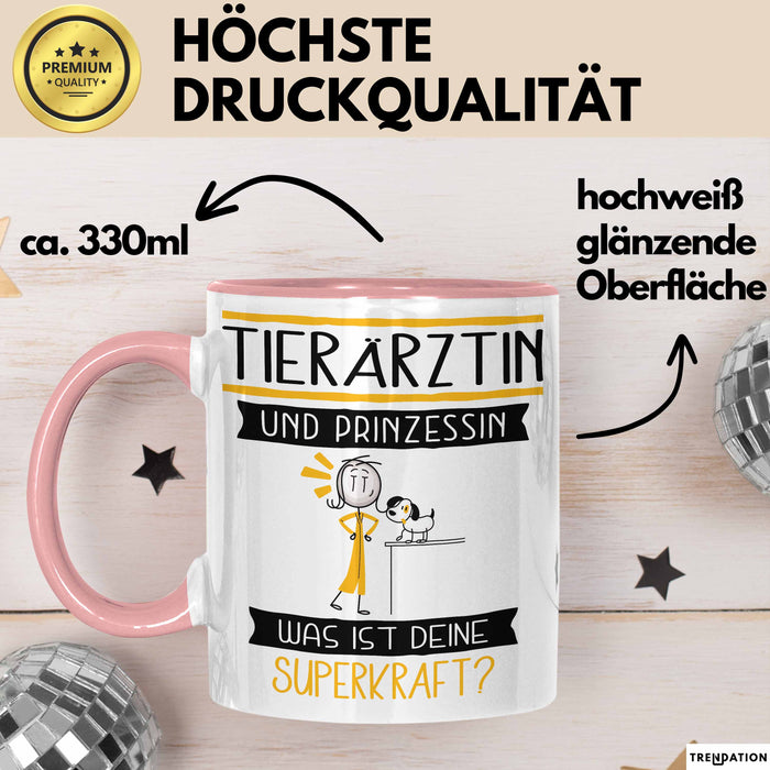 Tierärztin Und Prinzessin Tasse Geschenk Für Eine Tierärztin Geburtstag Was Ist Deine Superkraft Rosa Trendation