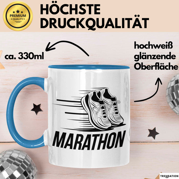 Marathonläufer Tasse Geschenkidee für Laufexperten Blau Trendation