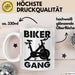 Biker Gang Tasse Geschenk Cardio Zuhause Fitness-Bike Geschenkidee Becher Weiß Trendation