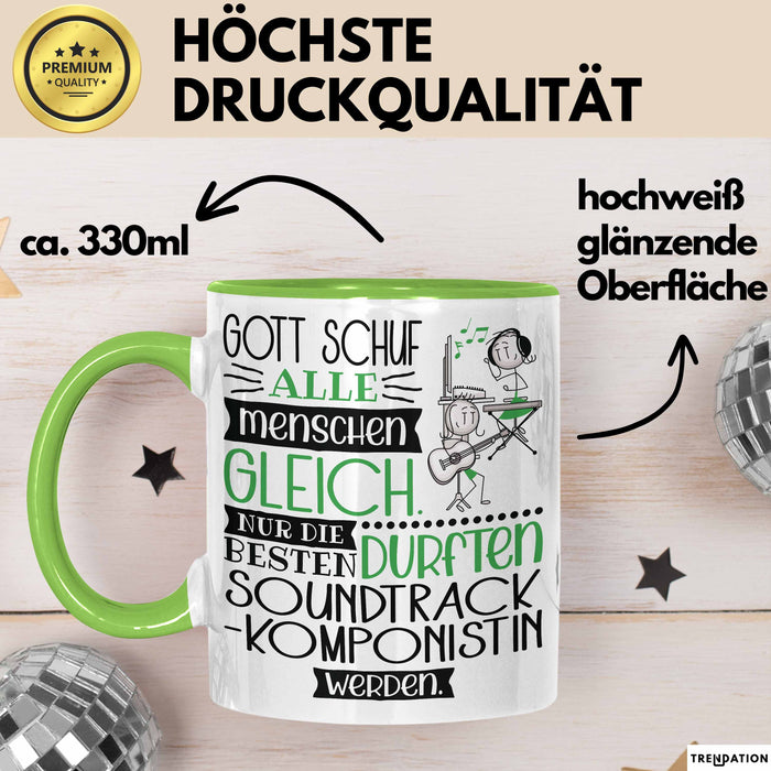 Soundtrack-Komponistin Geschenk Becher Tasse Gott Schuf Alle Menschen Gleich Nur Die Besten Durfeten Soundtrack-Komponistin Werden Geschenkidee Lustig Grün Trendation