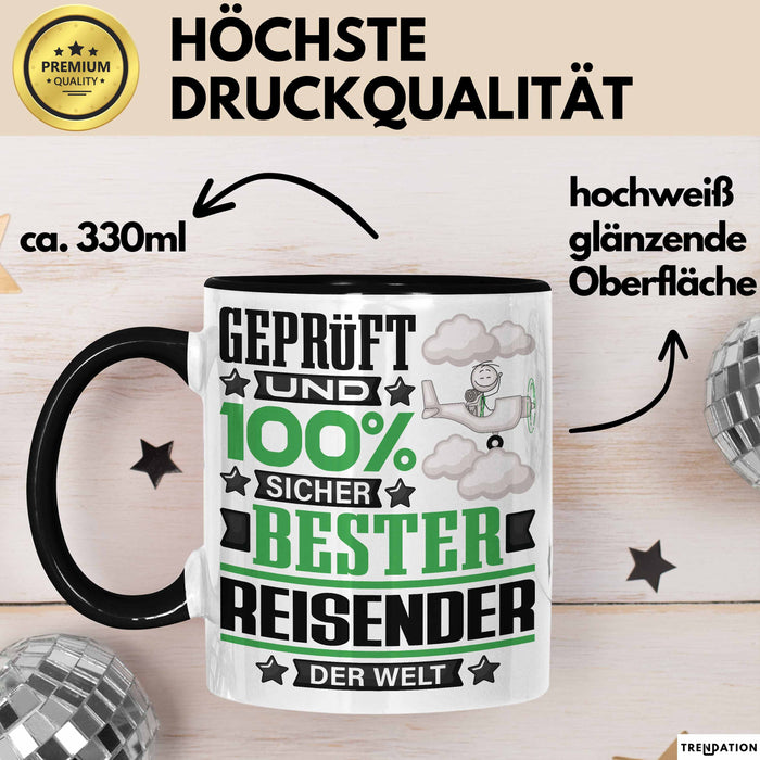 Reisender Geschenk Lustiger Spruch für Reisender Geschenkidee Bester Reisender Der Welt Schwarz Trendation