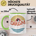 Drummer Schlagzeug-Spieler Geschenk Tasse Geschenkidee Kaffee-Becher Schlagzeuger Drum Bunte Grafik Grün Trendation