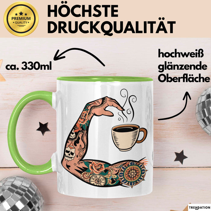 Tattoo Sammler Tasse Geschenkidee für Tinten Fanatiker Grün Trendation