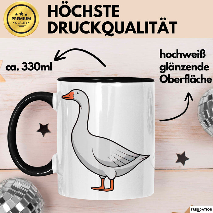 Gans Tier Gänse Bauer Tasse Becher Geschenk Lustige Geschenkidee Spruch Schwarz Trendation