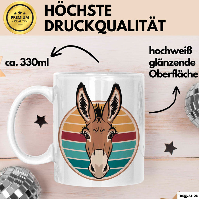 Retro Esel Tasse Geschenk Lustige Geschenkidee Spruch Weiß Trendation