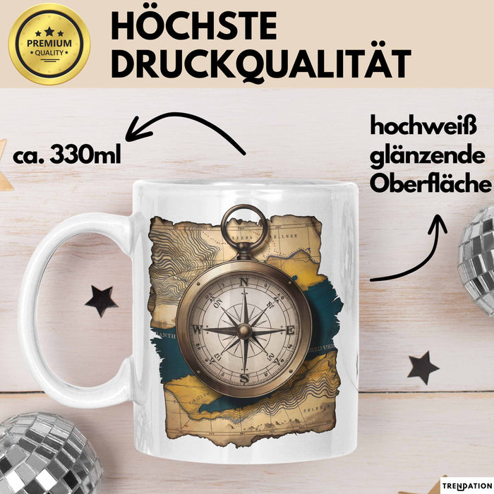Abenteurer Tasse Geschenkidee für Outdoor Entdecker Weiß Trendation