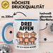 Affe Tier Tasse Geschenk Lustige Geschenkidee Spruch 3 affen Die Sich Fragend Ansehen Blau Trendation